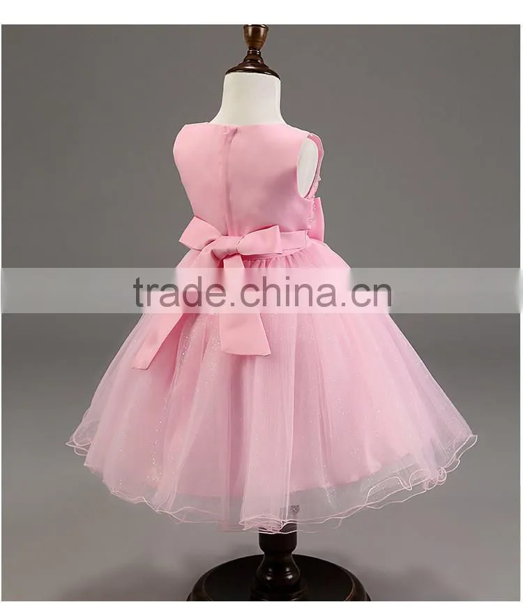 Lastest wholesale korean fashion girl style pink chiffon kids party wear dresses TR-WS32