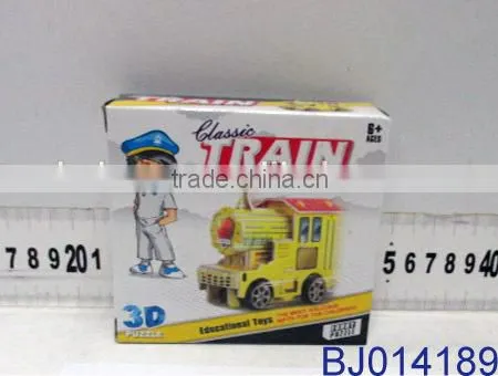 Hot sell plastic DIY assembled toy train funny 3D puzzle pull back toy
