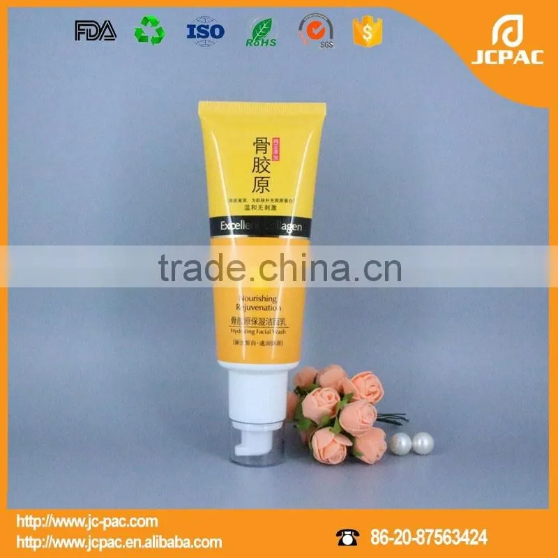 plastic tube with airless pump nozzle, 100ml cosmetic tube for facial wash