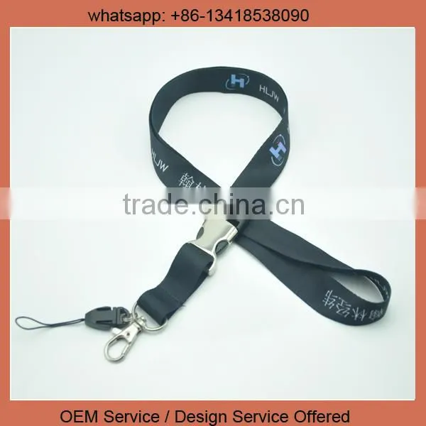 Custom logo cheap satin polyester heat transfer printed lanyard string