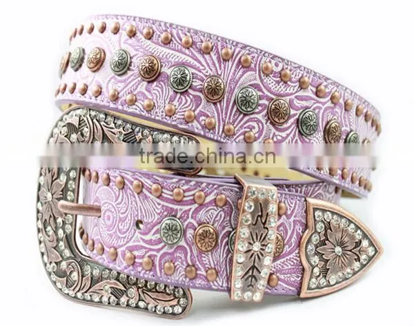 Pink rhinestone belts sale in western stores online