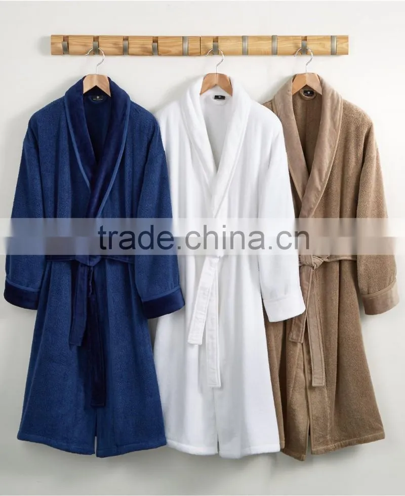 100% Polyester Purple Coral Fleece Microfiber Bathrobe for Wholesale