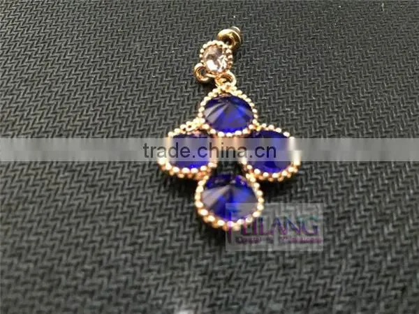 Retro Exaggerated Diamond Flower Earrings Multicolor Drop Earrings