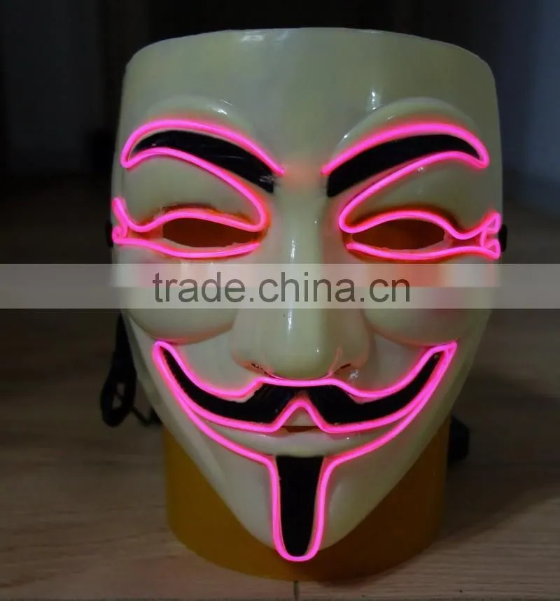 V for Vendetta el wire mask / EL wire halloween mask / EL WIRE Masquerade Face Mask
