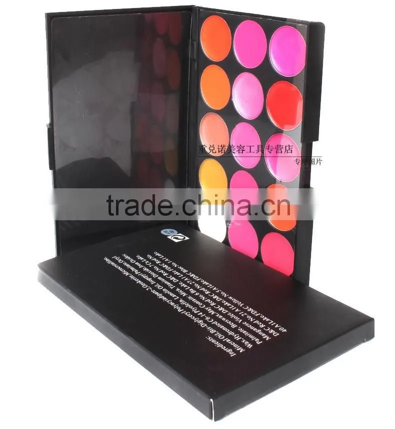 OEM Professional lipgloss palette 15 color high light blusher