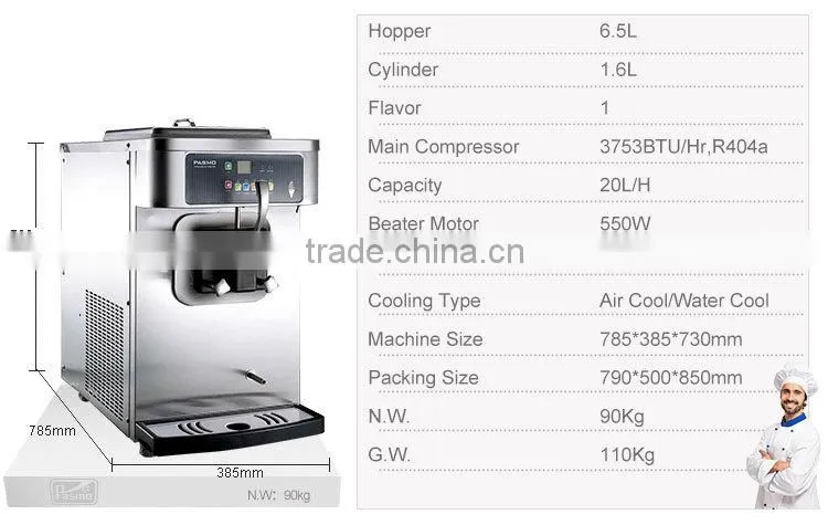 Pasmo table top frozen yogurt machine S110F