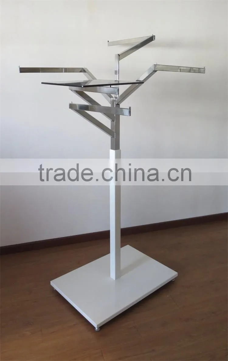 4 Way Tree Shaped Supermarket Portable T-Shirt Floor Display Stand