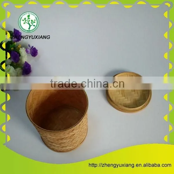 Antique natural bamboo tea caddy with lid