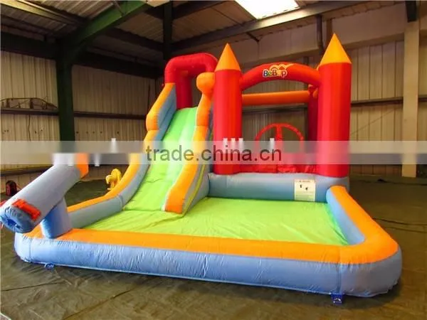 happy inflatable bouncer combo,giant inflatable bouncer slide with pool for kids