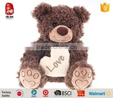 Brown Teddy Bear with Love Heart Plush Toys Soft Stuffed Teddy Bear