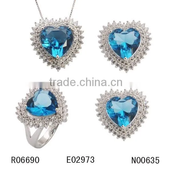 Newest White Gold Plating 2016 Christmas Jewellery Women Necklace Gemstone Jewelry Set