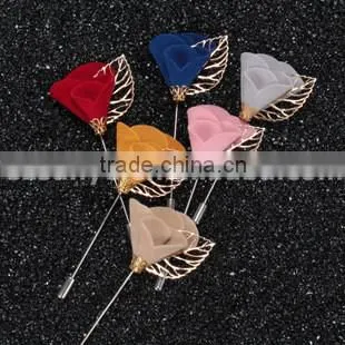 wedding fabric flower brooch beidge LAP062