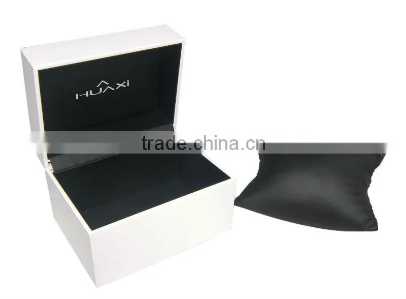 gloss white wooden single watch box with pillow
