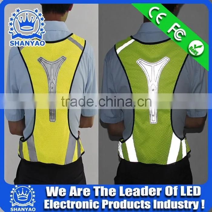 polyester Highly visible reflective LED warning vest/ safety LED roadway warning vest