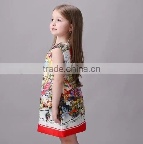 fashionable selling printed baby girl summer dress cheap selling kids girl party wear western dress