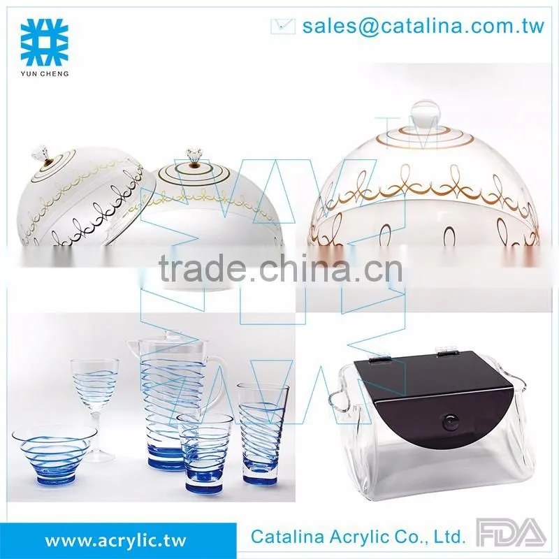 White Acrylic Serving Tray With 2pcs Small Bowl Diamond Chained Christmas & Wedding Decoration Plastic Food Tray