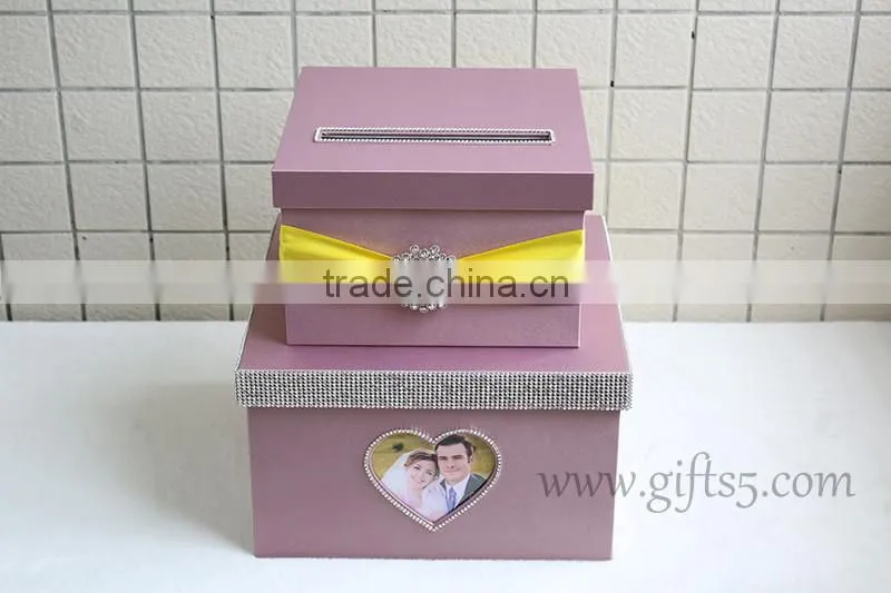 Elegant wedding box with heart shape photo frame custom made