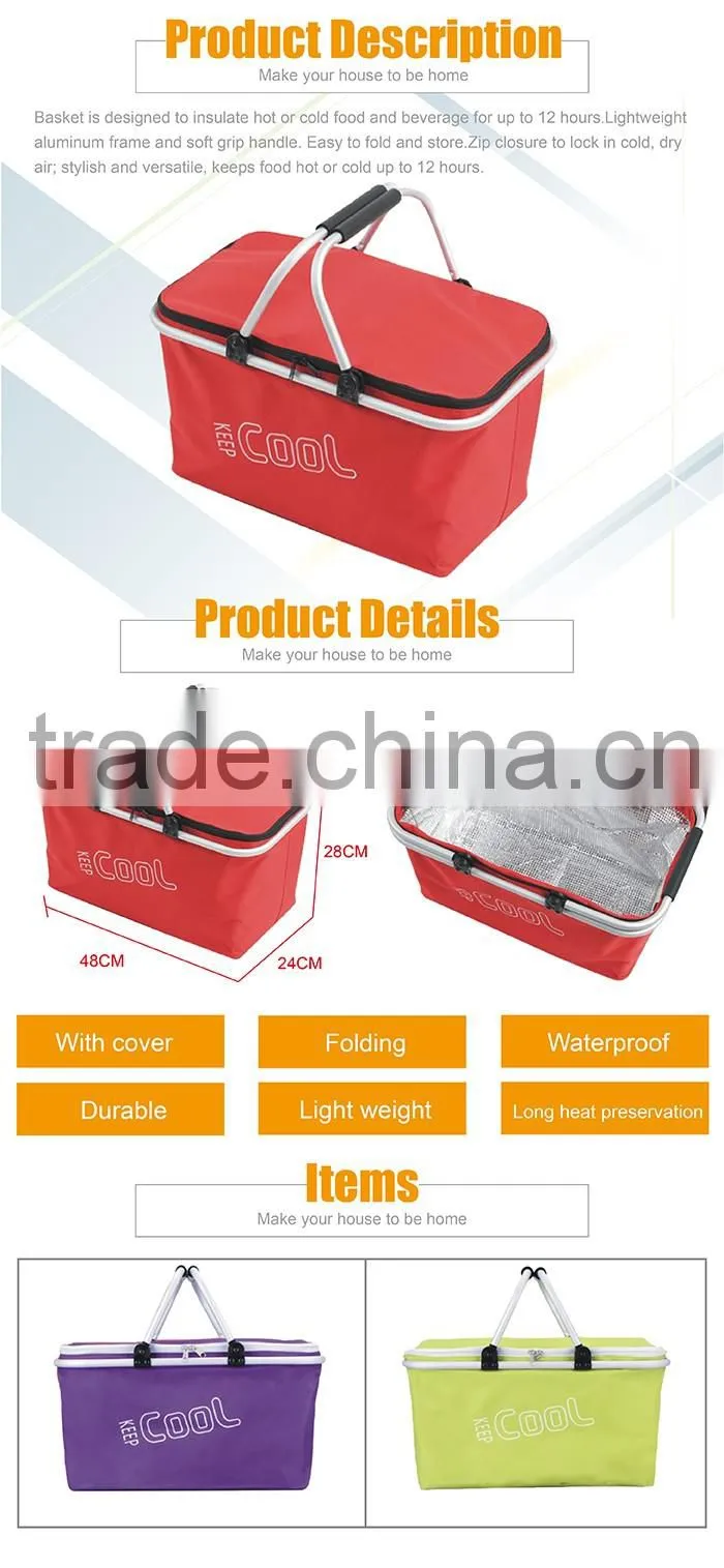 Fruits Wine Food Bag, Canvas Holiday Camping Travel Bag, Insulated Thermal Food Carry Bag