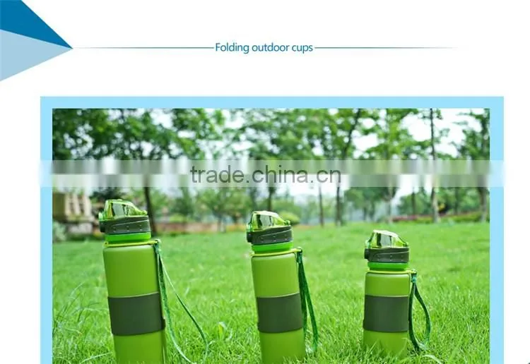 2016 Top Selling Items Outdoor Food Grade BPA Free Portable Flodable Silicone Collapsible water bottle