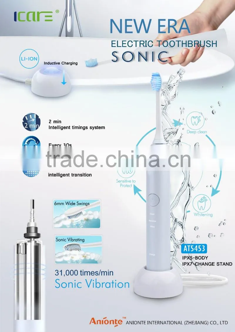 Replaceable Head Inductive Charging Base With a AC Plug Sonic Electric Toothbrush