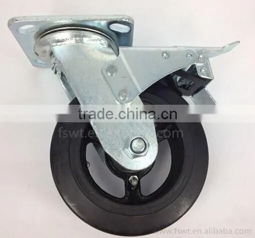 2015 Newest Roller Bearing Double Brake Rubber Industrial Casters