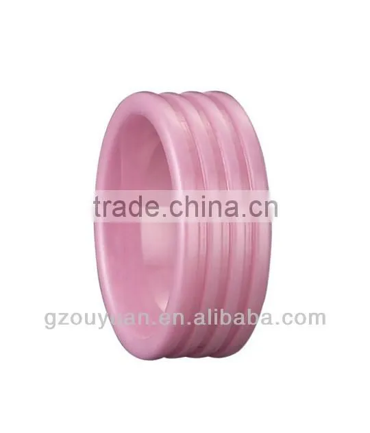6mm Faceted Pink Ceramic Ring, Women's Pink Ceramic Ring