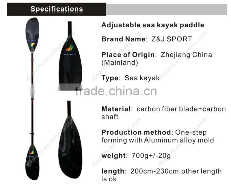 Carbon fiber fiberglass blade sea kayak paddle