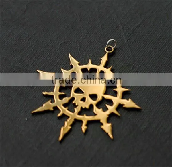 Wholesale Stainless Steel Gold Plated Arrowhead Charm Jewelry Biker Skull Pendant Jewelry