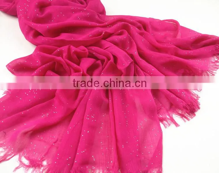 2015 Beautiful dyeing viscose glittering scarf