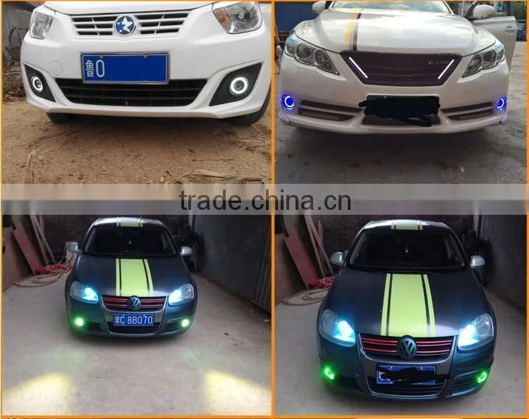 Super Bright 3 Inch LED Fog Lights with Blue COB Halo Angel Eye Rings Car DRL