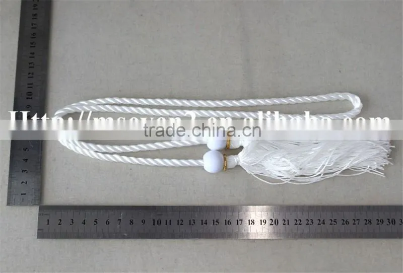 100% polyester tassels in white color long tassels for clothing