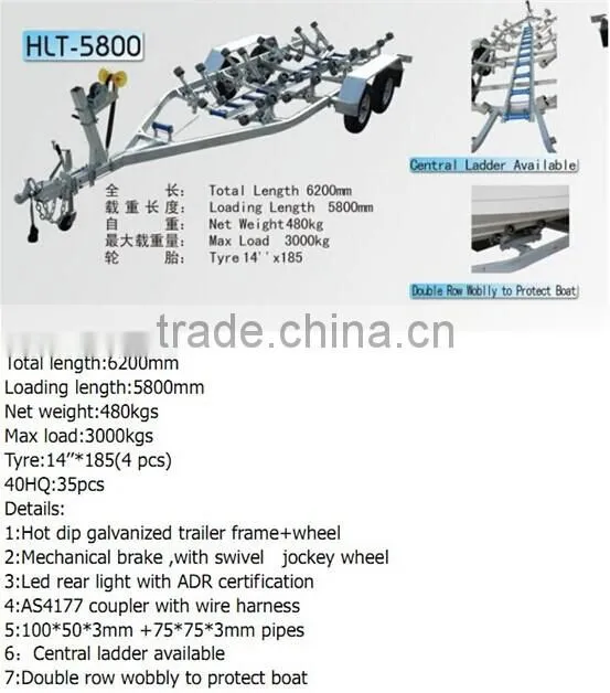 Boat trailer iso 9001 heavy duty galvanized haylite-3800