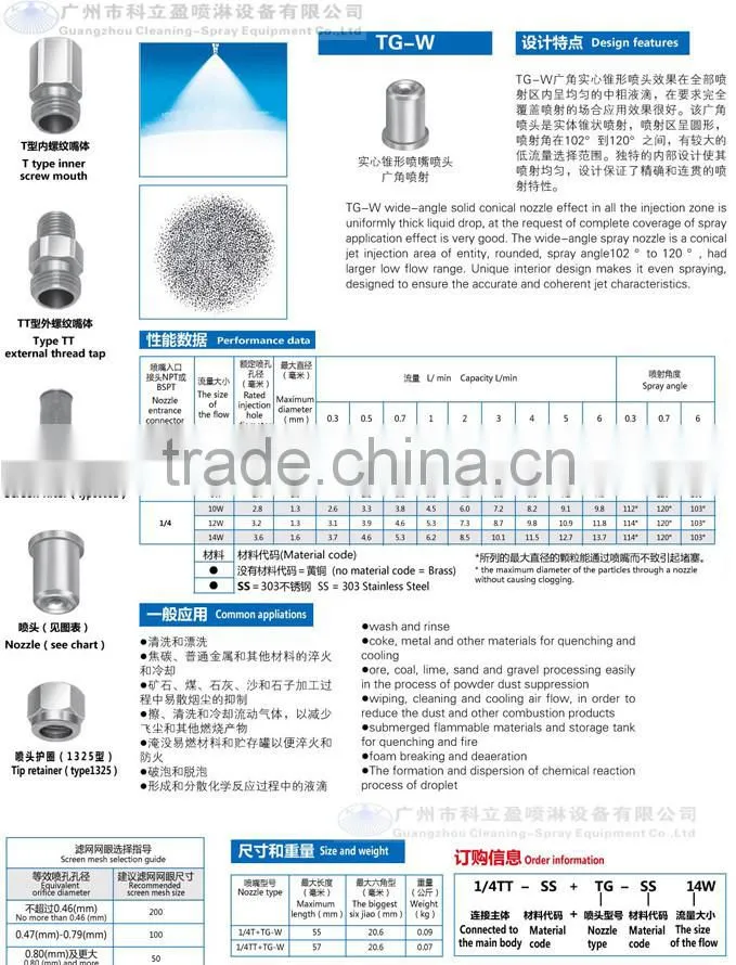 TG- ss 2 uni jet full cone spray nozzle