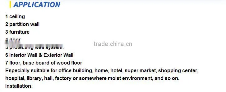 fireproof MGO Board for ceiling and Wall Partition