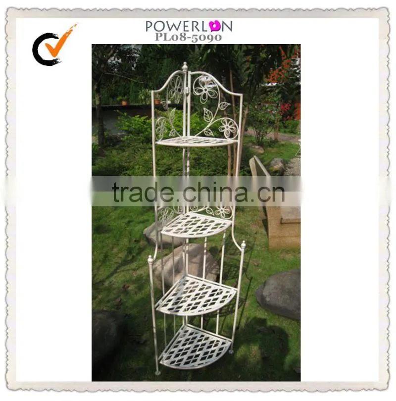 4-tier metal living room corner shelf