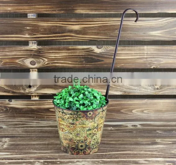 2015 new design paper decal painted metal flower bucket wholesale