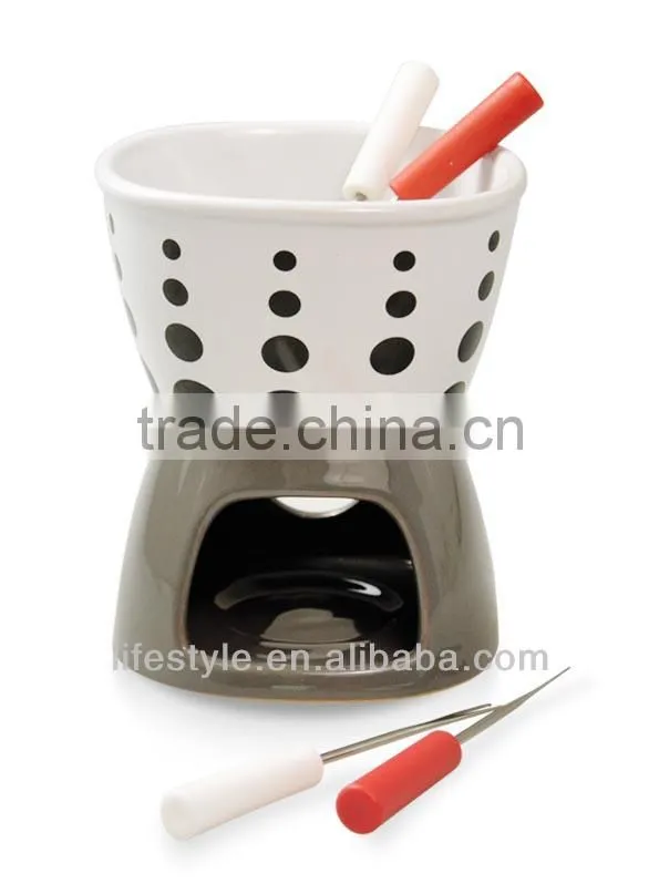 Ceramic Chocolate Fondue Set with Forks