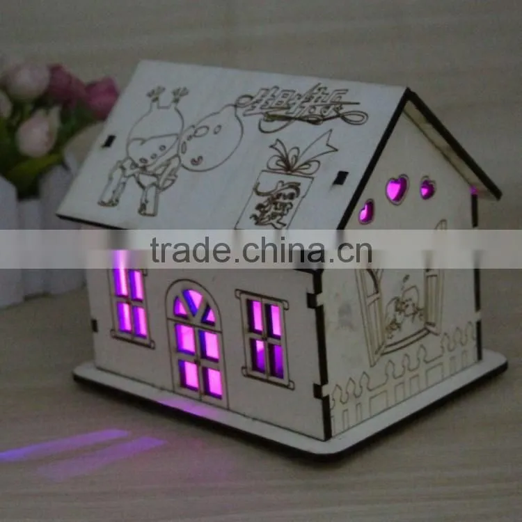 DIY dream luminous house wood money saving box creative birthday gift