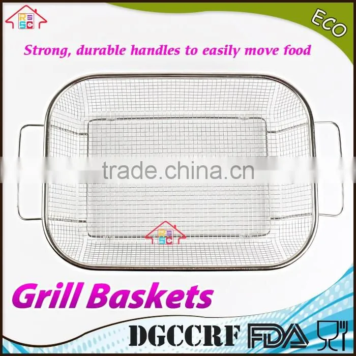 NBRSC BBQ Vegetable Stainless Steel Non-Stick Grill Basket Outdoor Cooking Grilling