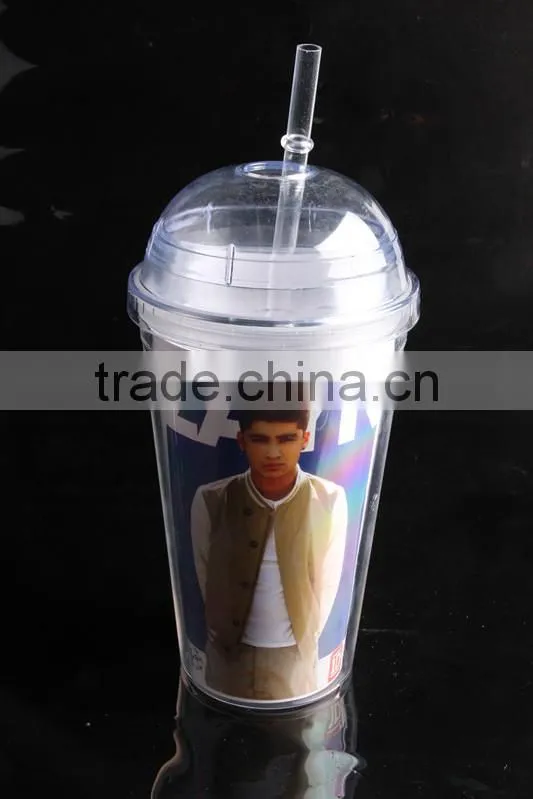 16oz bpa free plastic reusable double wall tumbler with dome lid