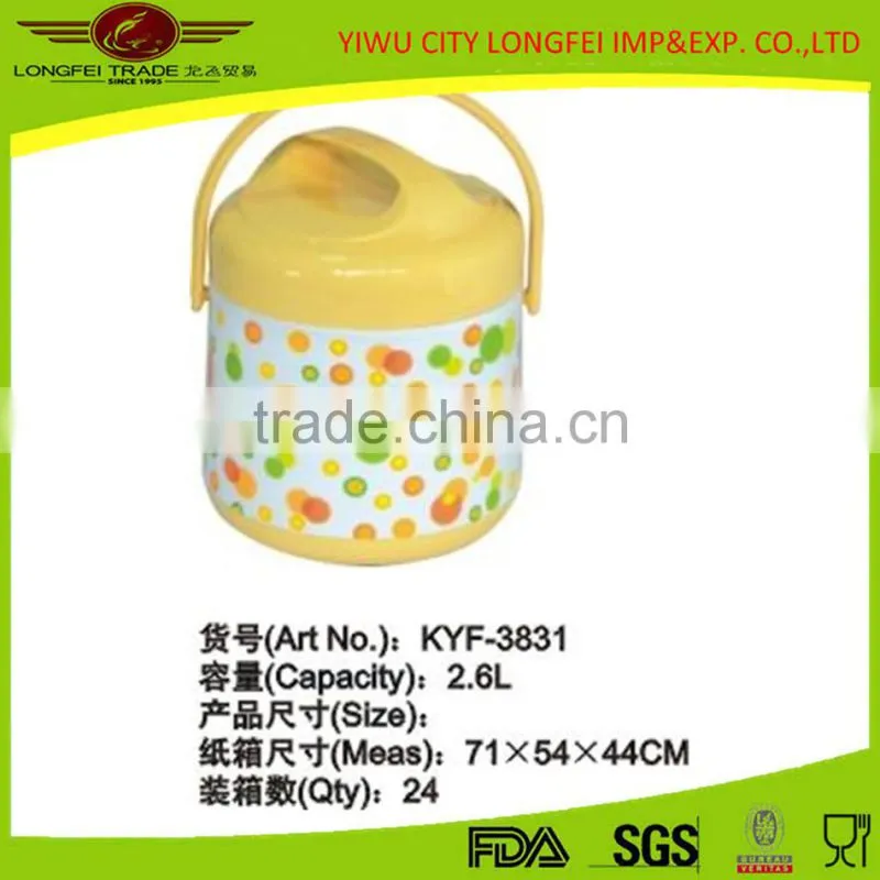 New Design Easy To Carry 3-Compartment Bento Lunch Box Containers for Kid