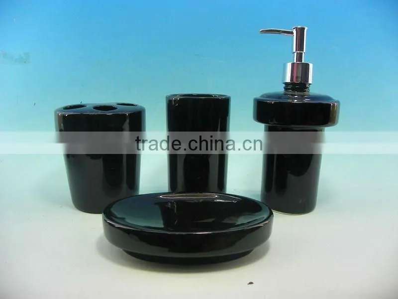 Black design of 4pcs ceramic bathroom set