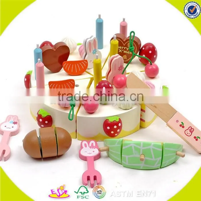 wholesale baby wooden cutting cake toy, elegant style kids wooden cutting cake toy, colorful wooden cutting cake toy W10B103