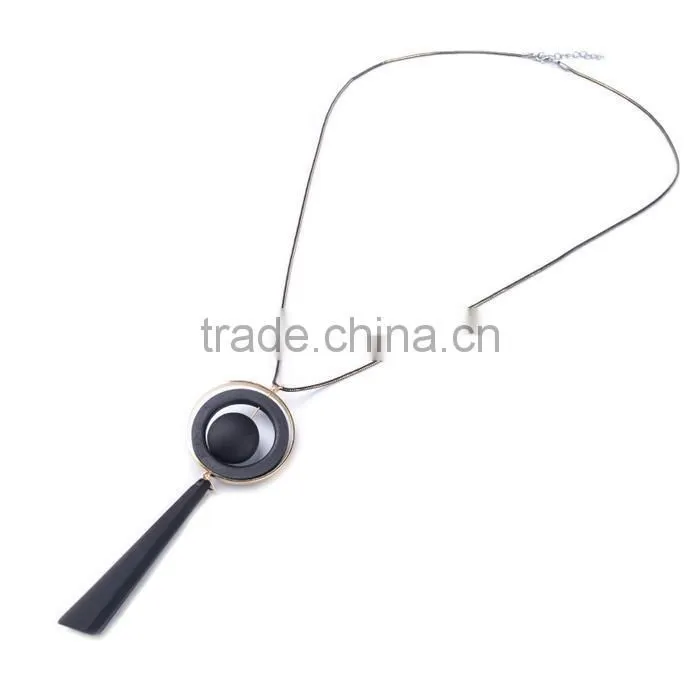 chunky bead ball wood hoop gold hoop rubber strip pendant necklace long geometric necklace