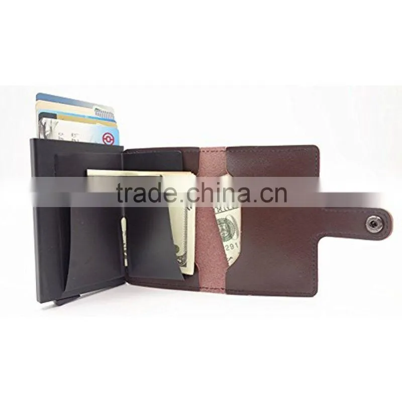 Aluminum PU Leather ID Credit Card RFID Protector Holder Case Purse Wallet