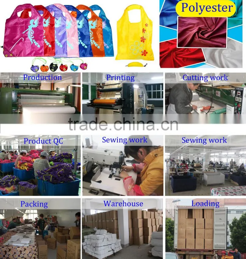 Dot Watermelon Color Full Printing 190D Polyester Foldable Shopping Tote Bag,Folding Into A Purse