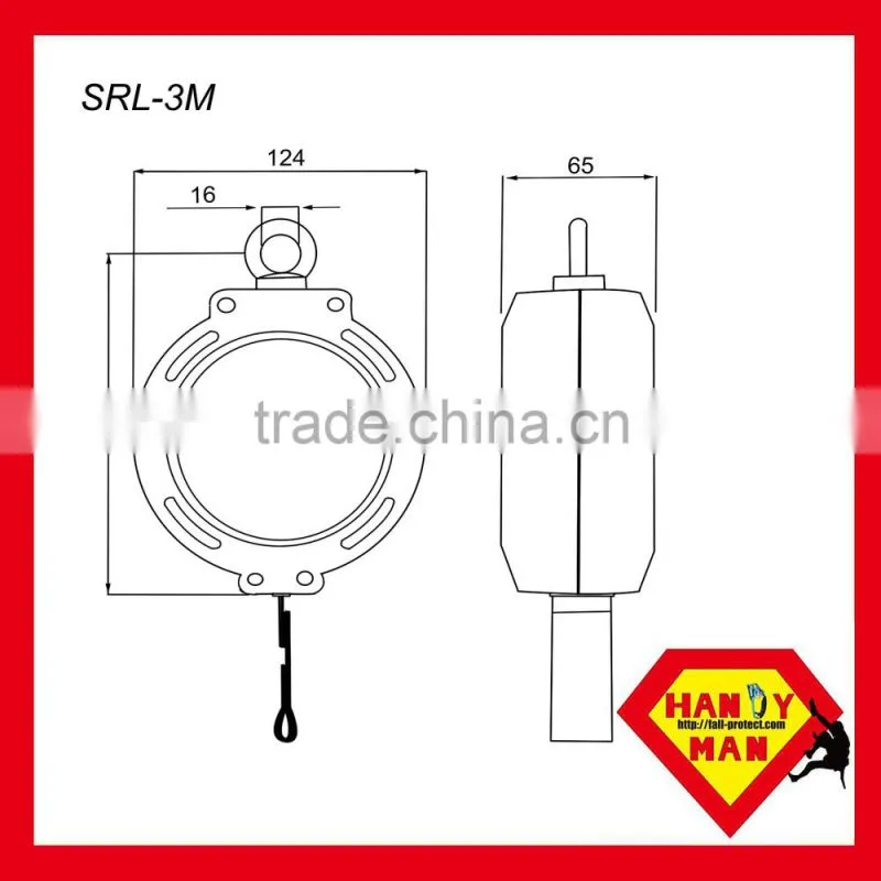 SRL-3M 15kN,Dynamic Force 6kN,retractile, Self Retracting Lifeline