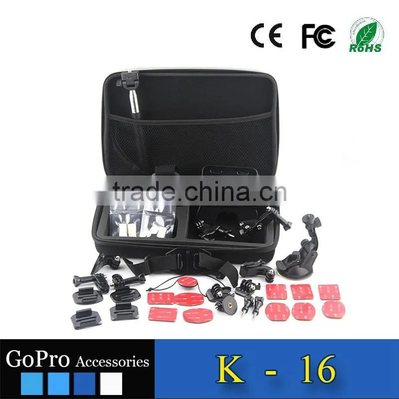 2016 hot selling 33 in 1 products kit used for gopros heros 4 accessories bundle of camera cases