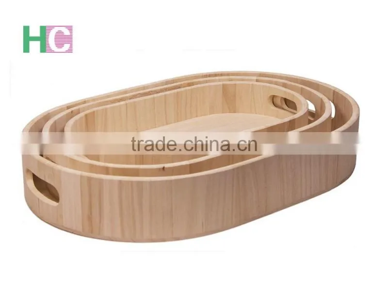 Unfinished Wooden ellipse food Tray