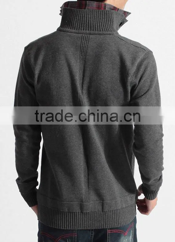 latest men's knitted double collar sweater